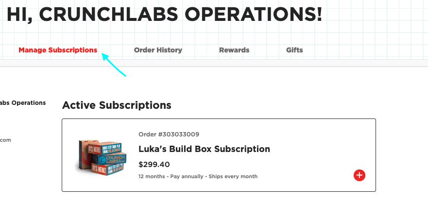 Account portal: Manage Subscription
