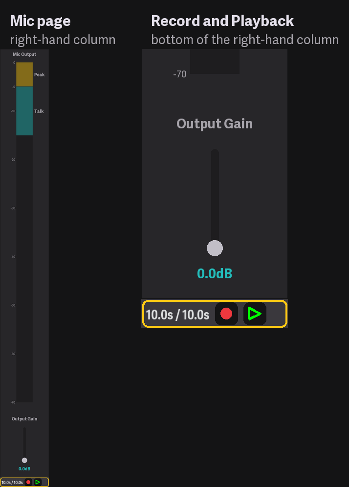 Record and Playback strip